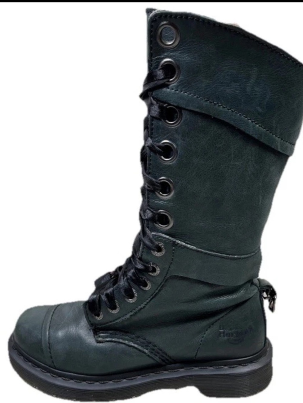 RARE Dr Martens Triumph 12107 Women US 8 EUR 39 grey black Moto Rolldown ribbon - Picture 2 of 11